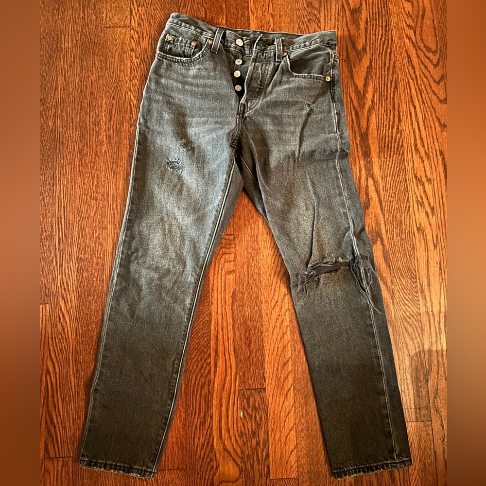 Levi’s 501 Skinny Distressed dark grey jeans size 25 / 28